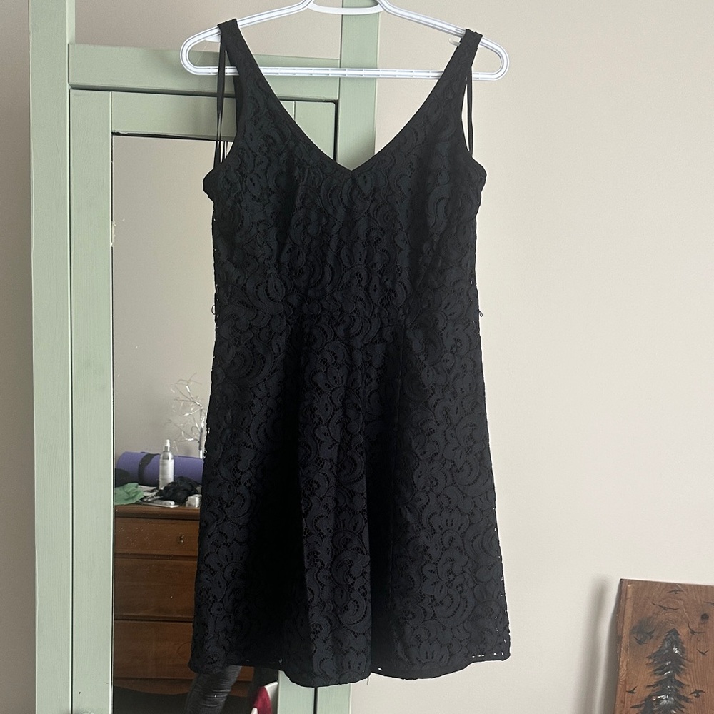 LOFT Black Lace Mini Dress